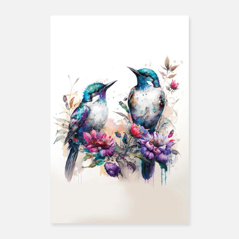 Vogelpärchen Poster 60x90 cm