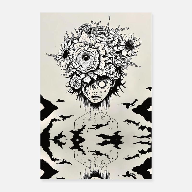 Mystisches Mädchen - Poster 60x90 cm - Weiß