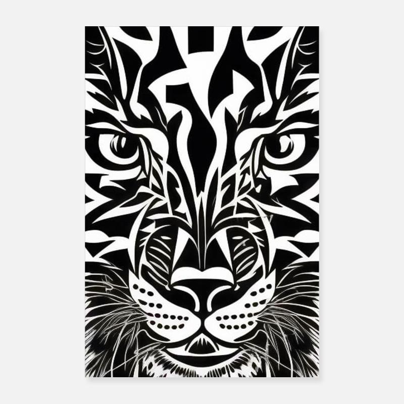 Tiger abstract black and white Poster 24" x 35" (60x90 cm)