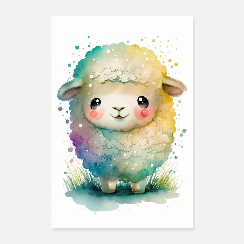 Fat Fluffy Sheep Child Baby Easter Lamb Poster 24" x 35" (60x90 cm)