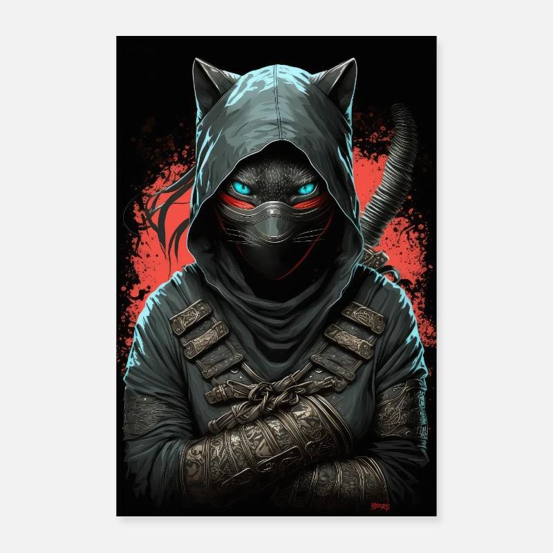 Ninja Cat Japon Poster 60 x 90 cm