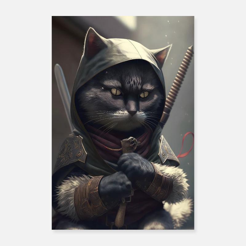 Ninja Cat Japan Poster 24" x 35" (60x90 cm)