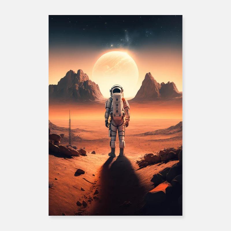 Astronaut Desert Landscape Moon Space Poster 24" x 35" (60x90 cm)