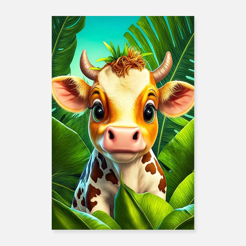 Portrait de bébé vache Poster 60 x 90 cm
