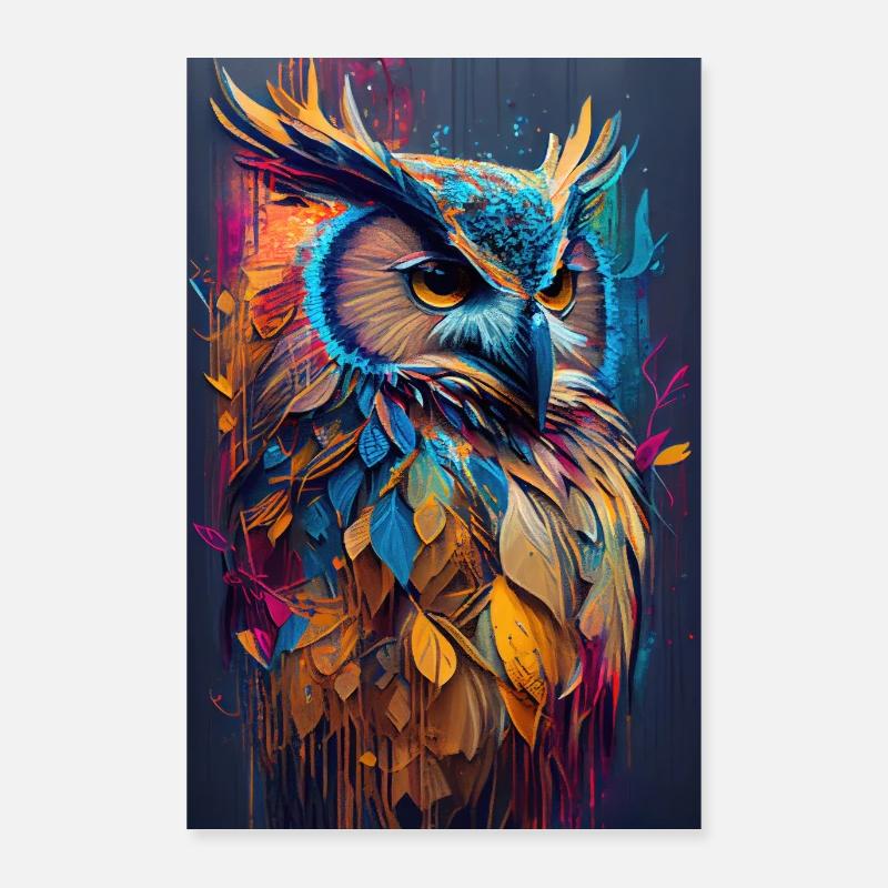 The Wise Owl 2 - Poster 60x90 cm - Weiß