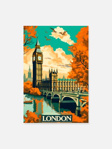 London Parliament Travel Poster - Poster 24" x 35" (60x90 cm) - white - Front