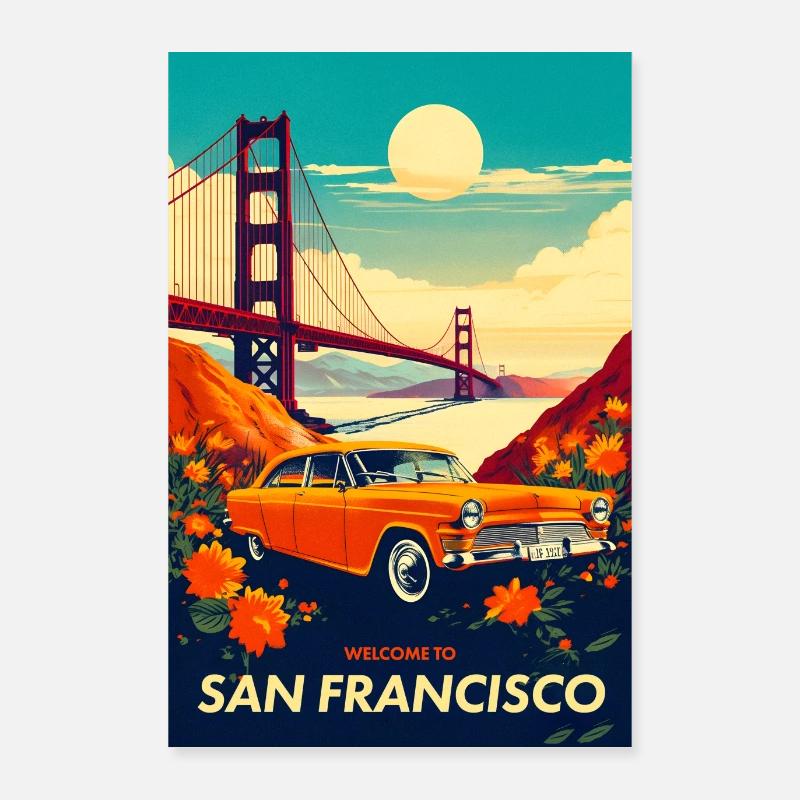 San Francisco Vintage Affiche de voyage Poster 60 x 90 cm