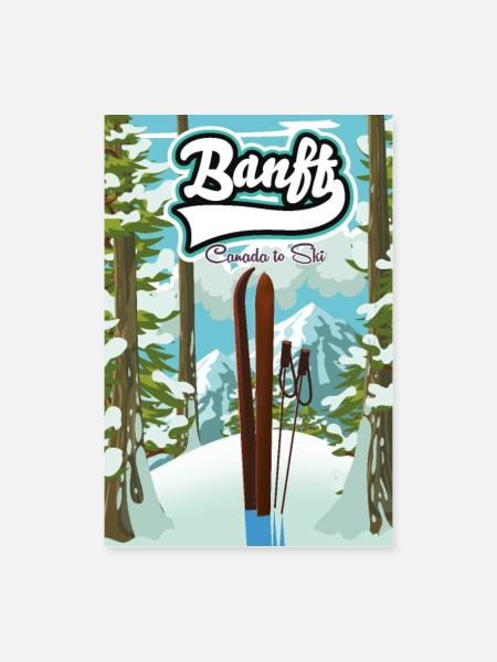 Banff Kanada Reiseplakat - Poster 60x90 cm - Weiß