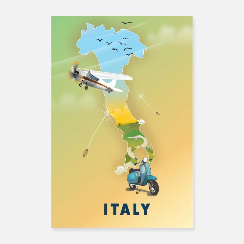 Italy Travel map Poster 24" x 35" (60x90 cm)