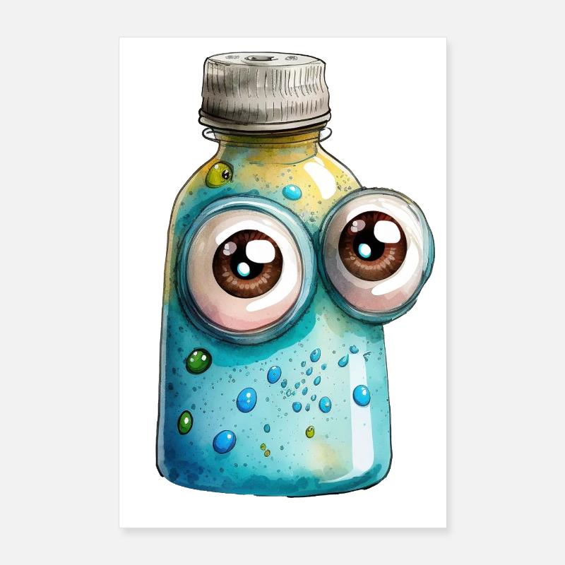 Bouteille d’aquarelles Poster 60 x 90 cm