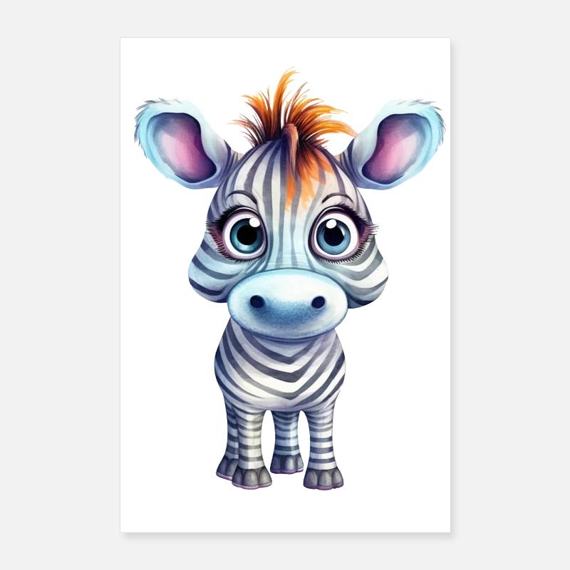 Zebra Wasserfarben Zeichnung Poster 60x90 cm