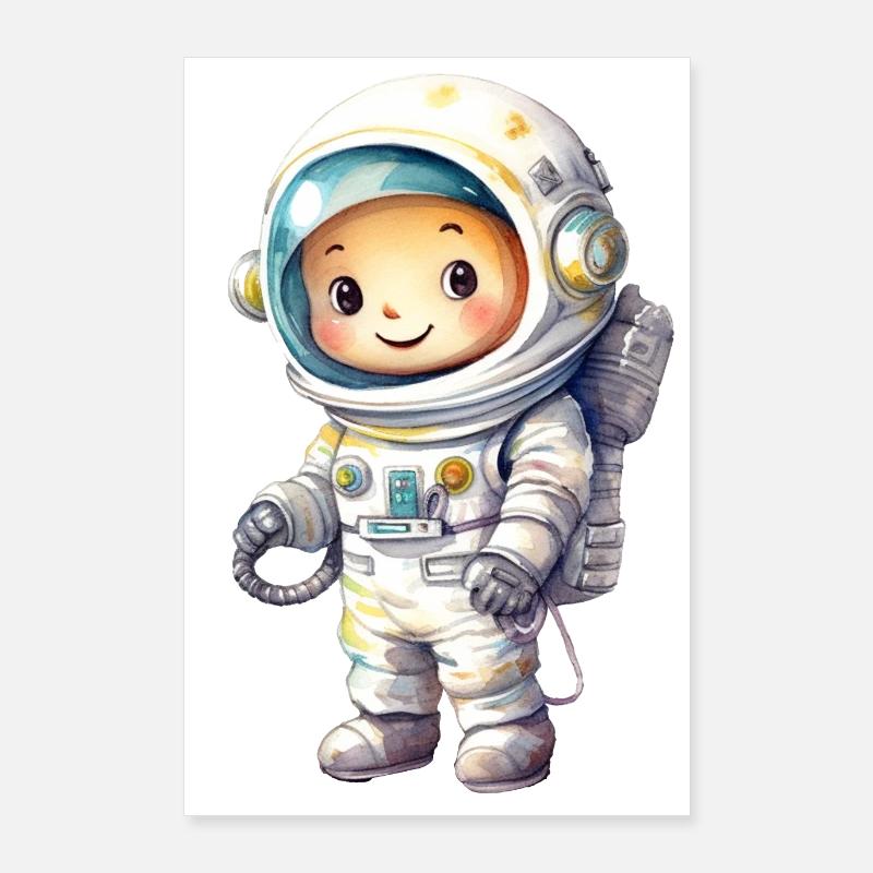 Dessin à l’aquarelle d’astronaute Poster 60 x 90 cm