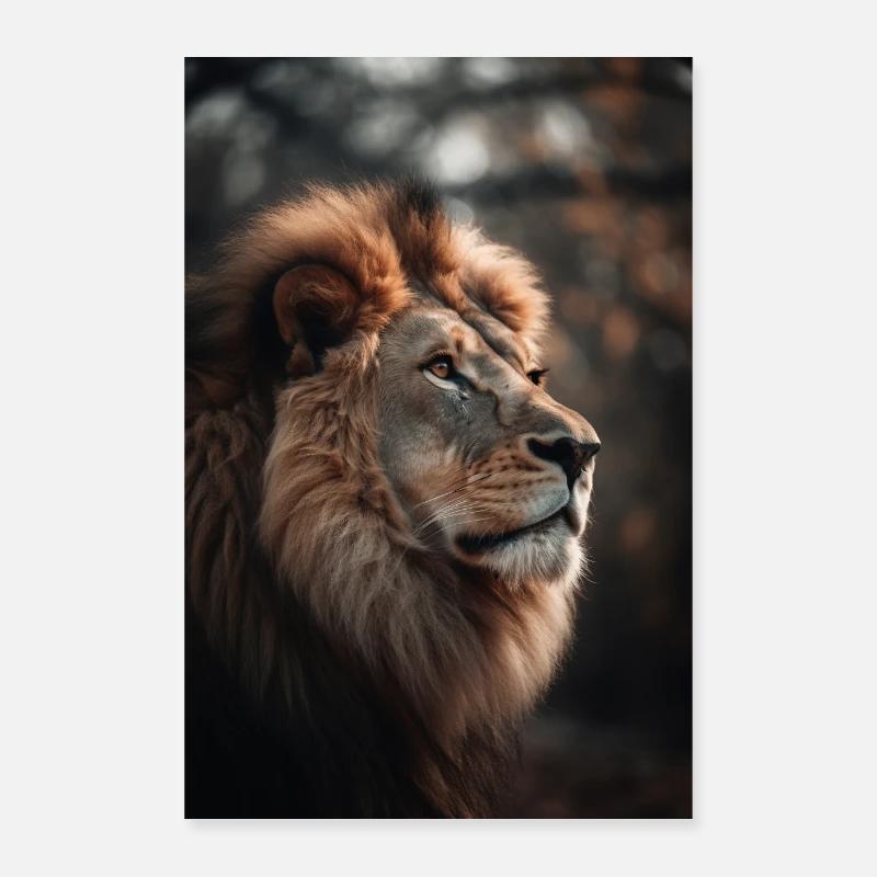 Löwe in der Savanne V2 Poster 60x90 cm