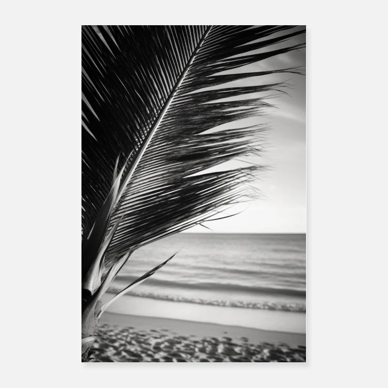 Palmier sur la plage de sable V2 Poster 60 x 90 cm