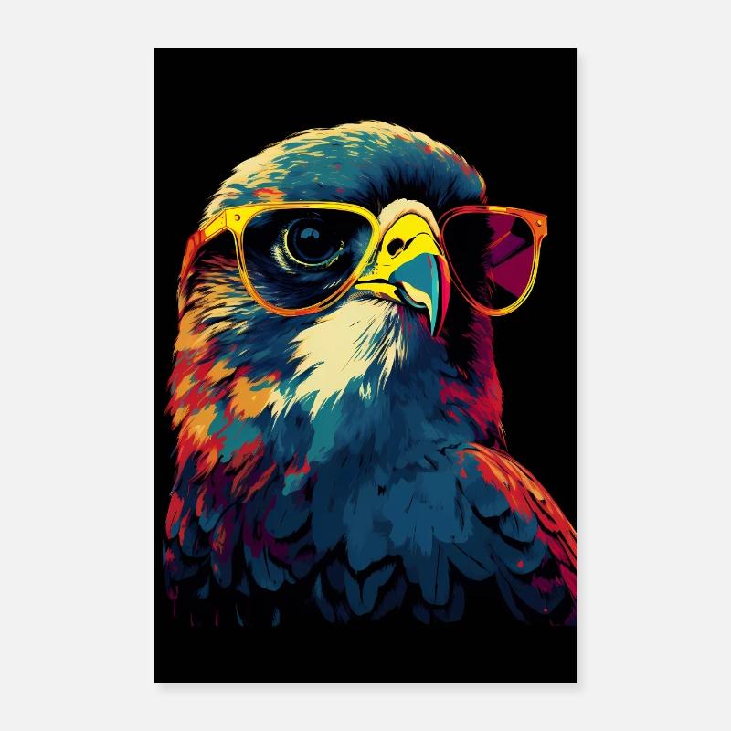 Faucon avec lunettes de soleil Poster 60 x 90 cm