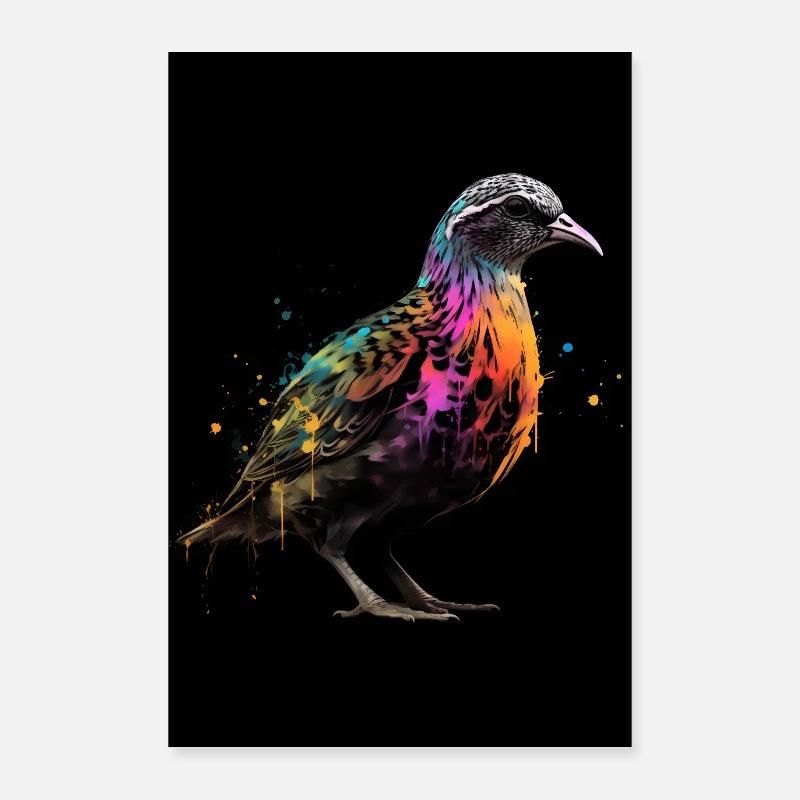Quail Colorful - Poster 60x90 cm - Weiß