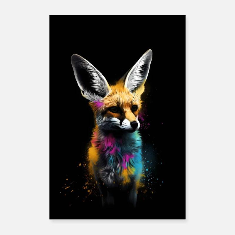 Fennec Colorful Desert Fox Poster 60x90 cm