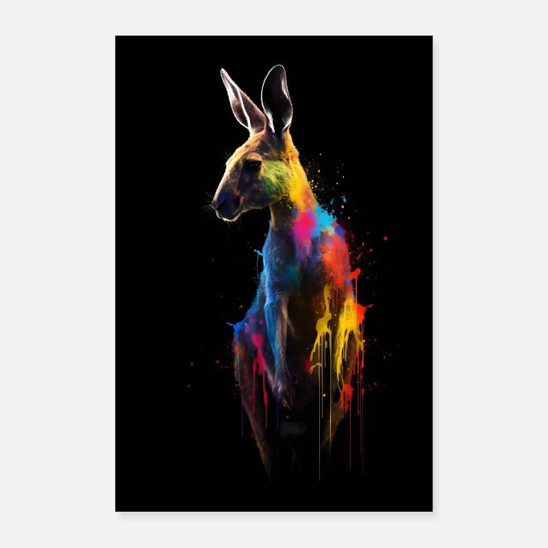 Kangaroo Colorful Australia Poster 60x90 cm