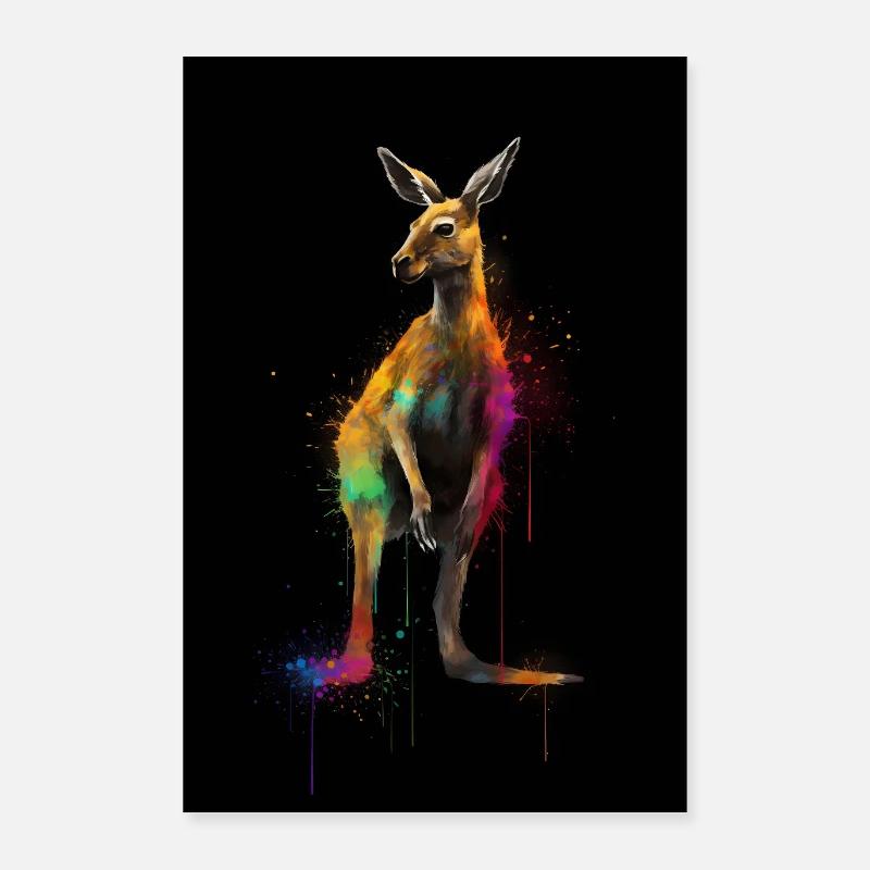 Kangourou coloré Australie Poster 60 x 90 cm