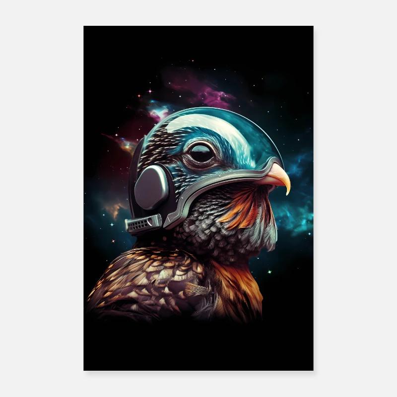 Quail Astronaut Poster 60x90 cm
