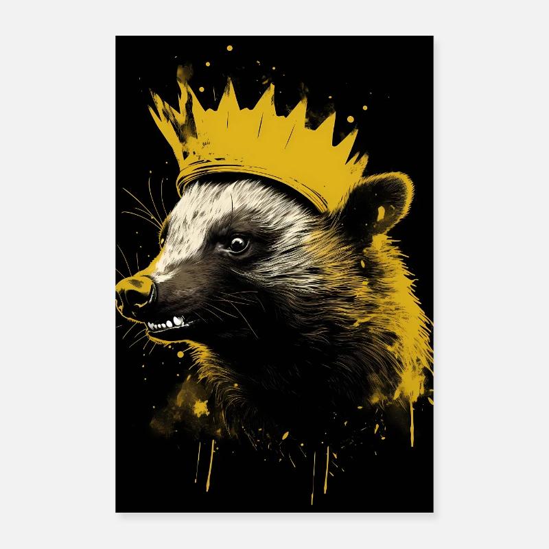 Honey Badger With Crown Poster 60x90 cm