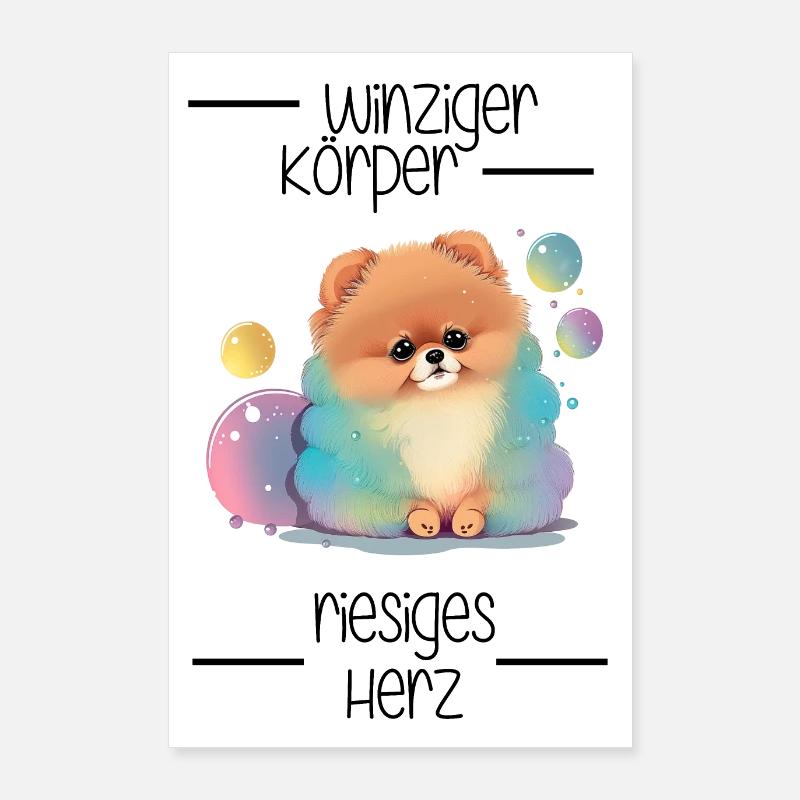Zwergspitz Winziger Körper Riesiges Herz Poster 60x90 cm