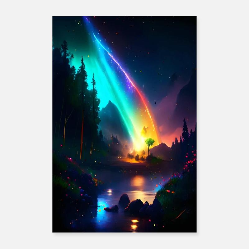 Leuchtender Regenbogenzauber Poster 60x90 cm