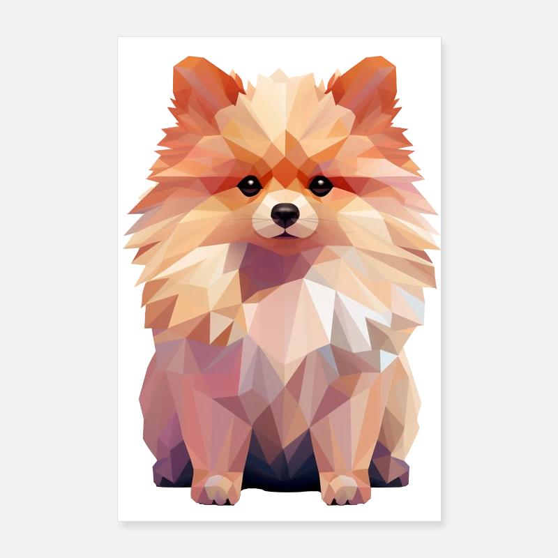 Miniature Spitz Geometric Drawing Poster 24" x 35" (60x90 cm)