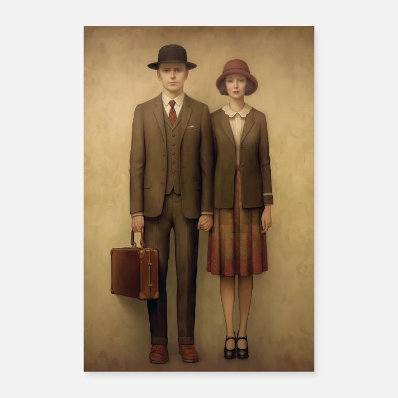 Couple Vintage, Style à l’ancienne, Elégance Poster 60 x 90 cm