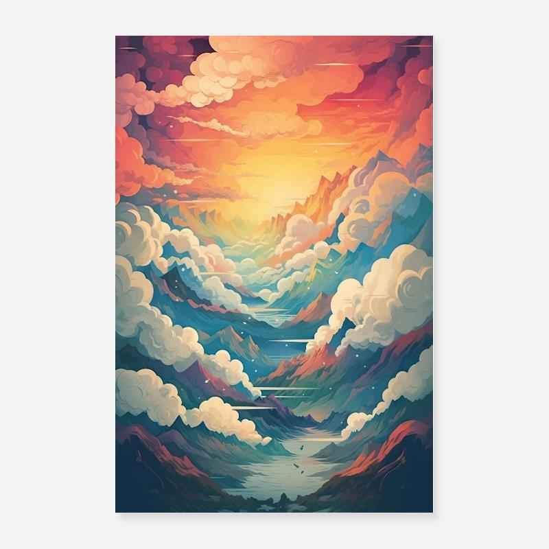 Affiche avec vallée colorée Poster 60 x 90 cm