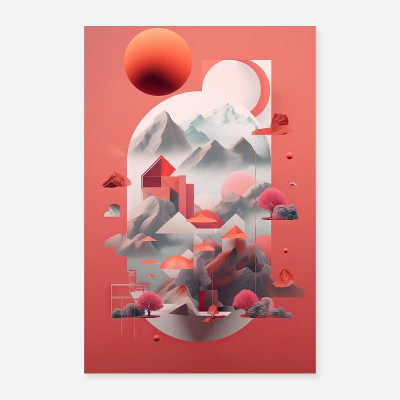 Affiche abstraite, colorée, montagnes Poster 60 x 90 cm