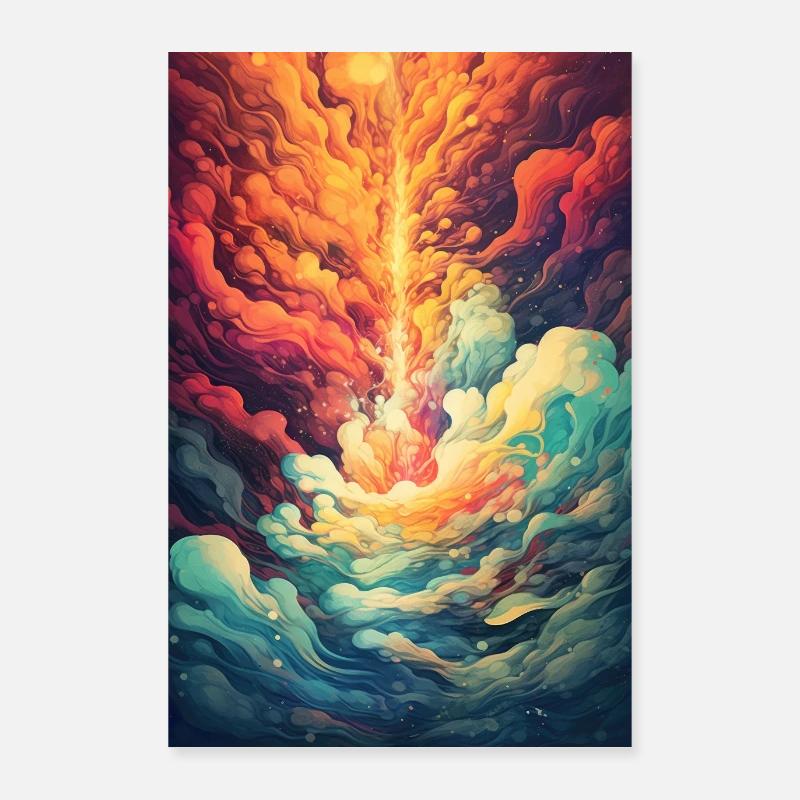 La lumière du soleil de l’affiche perce à travers les nuages colorés Poster 60 x 90 cm