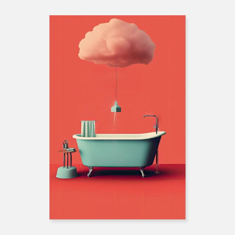 Affiche sur le bain de nuage de pluie Poster 60 x 90 cm