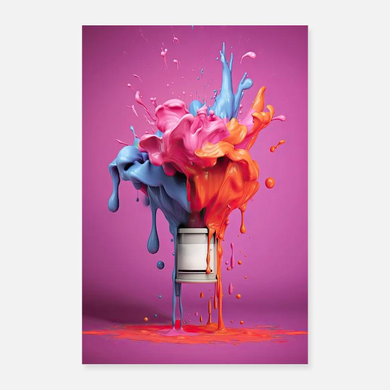 Poster with paint can on pink background Poster 24" x 35" (60x90 cm)