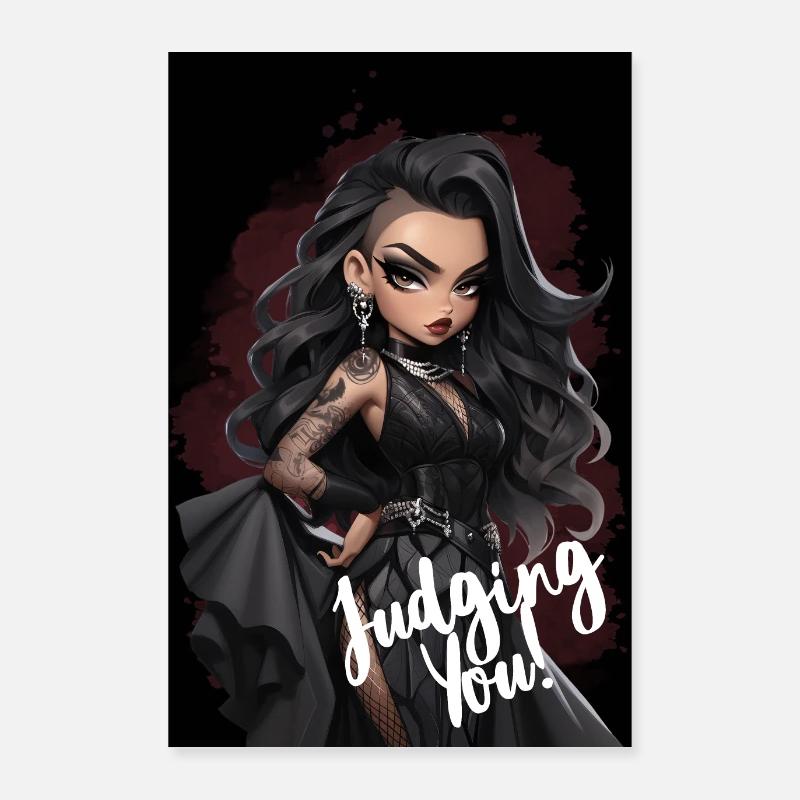 Goth Lady is Judging You - Poster 60x90 cm - Weiß