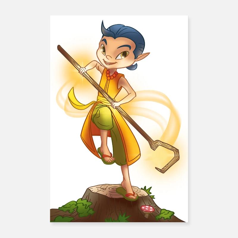 Fantasy Elementarkrieger Waldelf Wanddruck Poster 60x90 cm