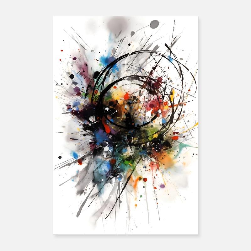 Explosion abstraite de couleurs Poster 60 x 90 cm
