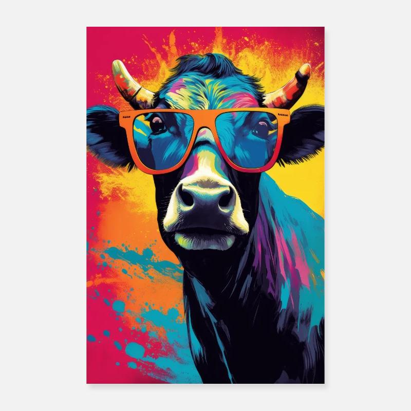 Vache Coloré Fermier Fermier Vache Fermier Poster 60 x 90 cm