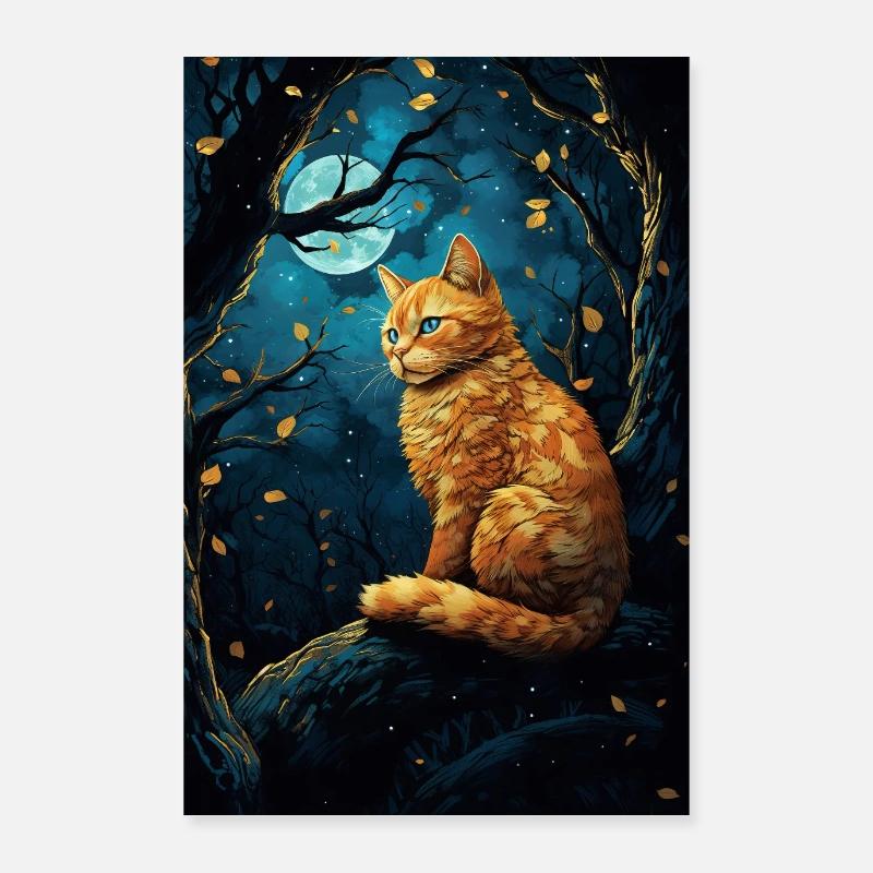 Orange Katze im Wald Poster 60x90 cm