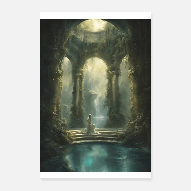 Mythical oracle at a lake Poster 24" x 35" (60x90 cm)