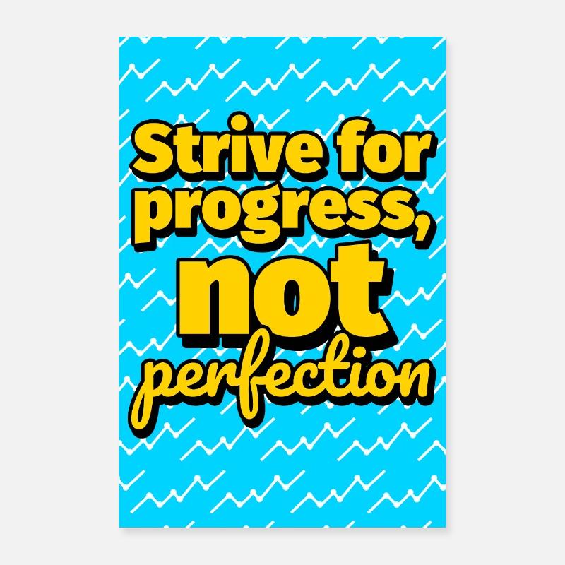 Slogan de motivation Typographie : Viser le progrès - Poster 60 x 90 cm - blanc