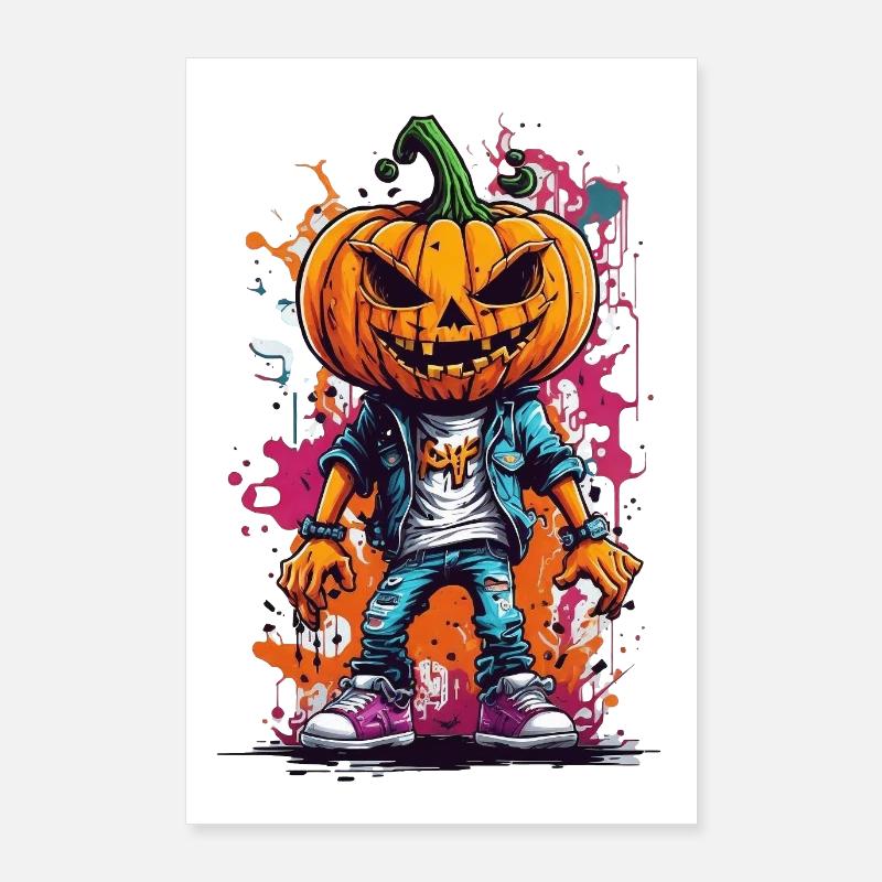 Unleash Spooky Creativity: Colorful Graffiti Pumpk Poster 24" x 35" (60x90 cm)