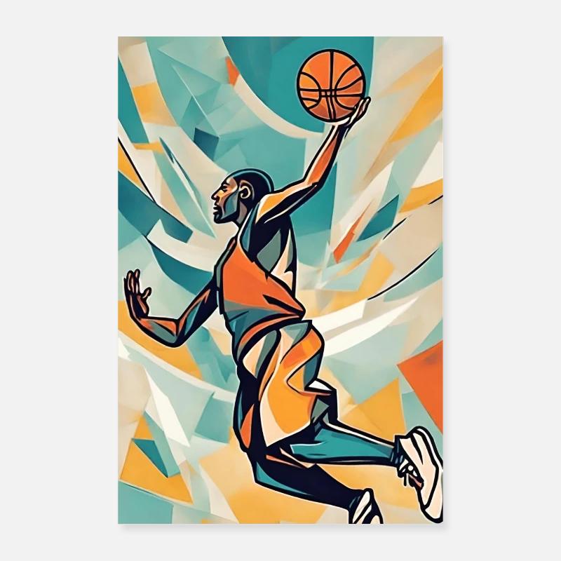 Éclat de Slam Dunk Coloré - Poster 60 x 90 cm - blanc