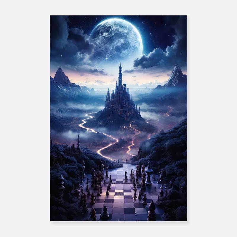 Échecs, Univers, Planètes, Espace Poster 60 x 90 cm