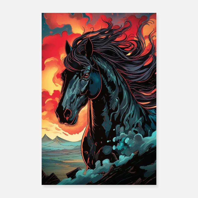 Mirage de cheval - Poster 60 x 90 cm - blanc