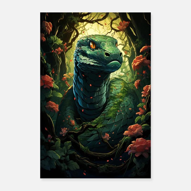 Majesté serpentine - Poster 60 x 90 cm - blanc