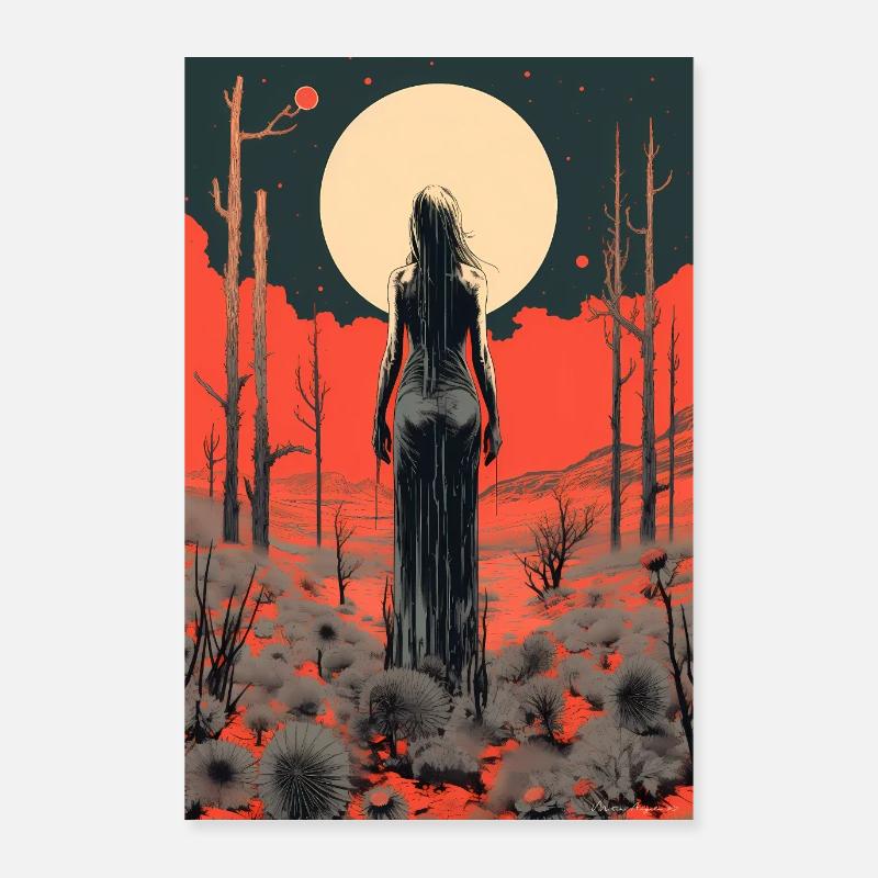 Lever de Lune dans le Désert Poster 60 x 90 cm