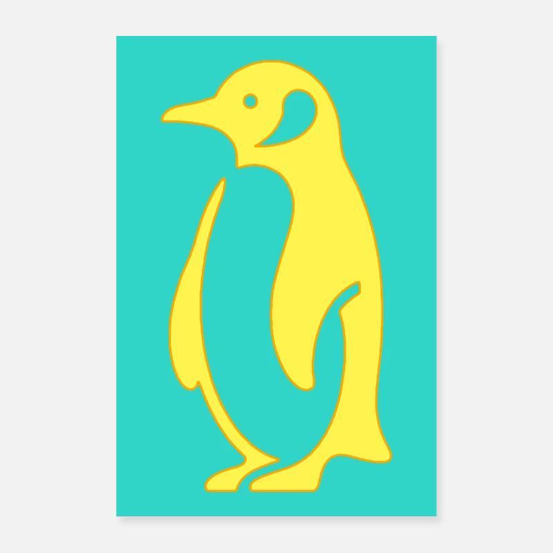 Penguin Simple Minimalistic Style Vibrant Poster 24" x 35" (60x90 cm)
