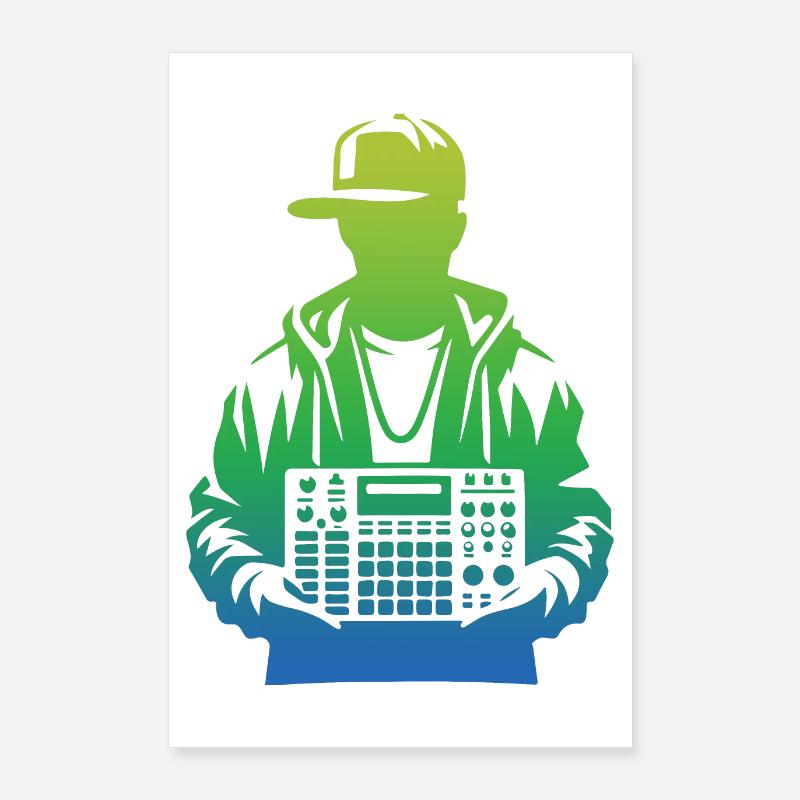Beatmaker Holding Sampler (Green) Poster 24" x 35" (60x90 cm)