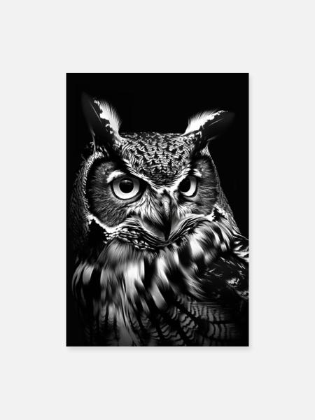 Eule - Poster 60x90 cm - Weiß